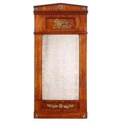 French Empire Mahogany and Brass Mounted Pier Mirror
