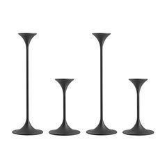 Set von vier Max Brel 'Jazz'-Kerzenhaltern, Stahl mit schwarzer Pulverbeschichtung