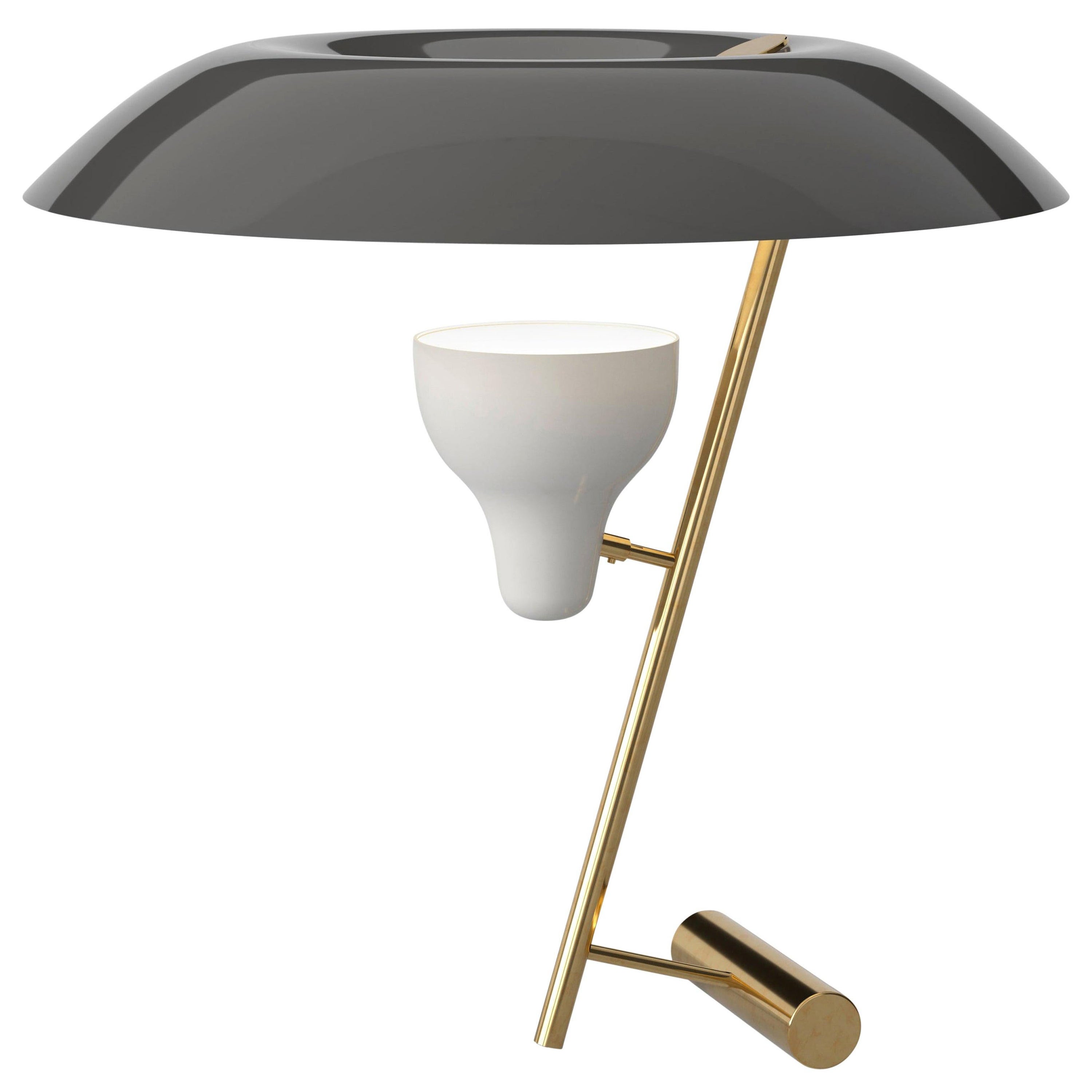Gino Sarfatti-Lampe Modell 548 aus poliertem Messing mit grauem Waschbecken von Astep