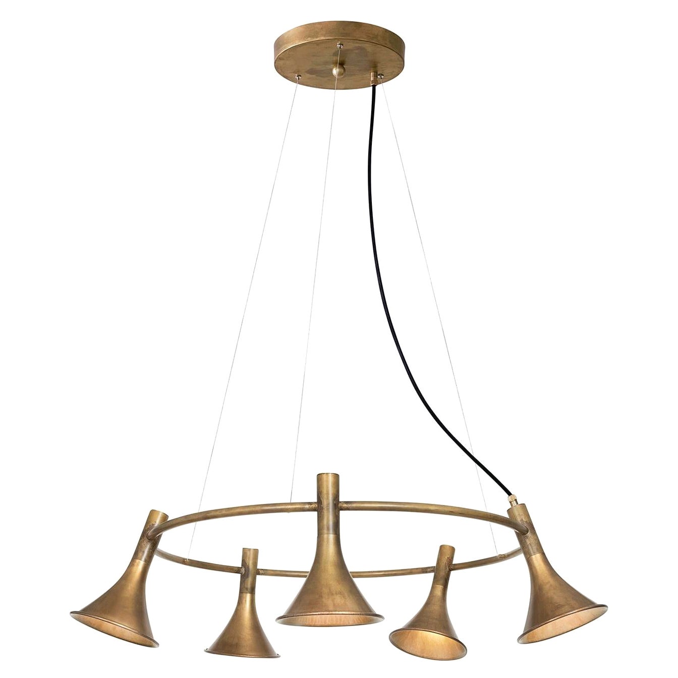 Jesper Ståhl Megafon 5 Round Raw Brass Ceiling Lamp by Konsthantverk For Sale