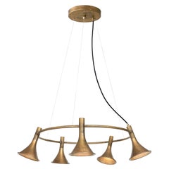 Jesper Ståhl Megafon 5 Round Raw Brass Ceiling Lamp by Konsthantverk