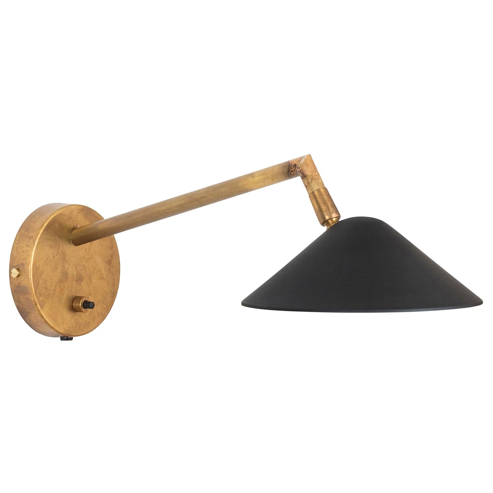 Johan Carpner Grenverk Raw Brass Long Wall Lamp by Konsthantverk For Sale