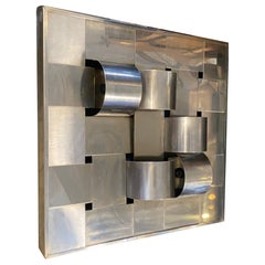 1970s Space Age Huge Chromed Steel Italian Wall Light by Reggiani