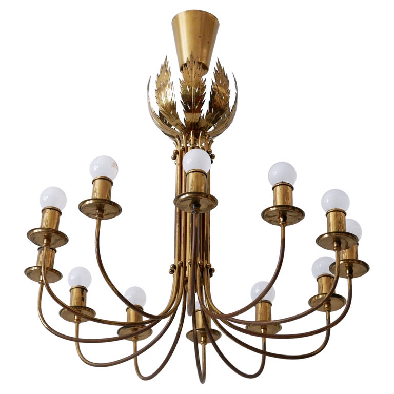 Rare 12Armed Brass Chandeliers or Pendant Lamps by Vereinigte