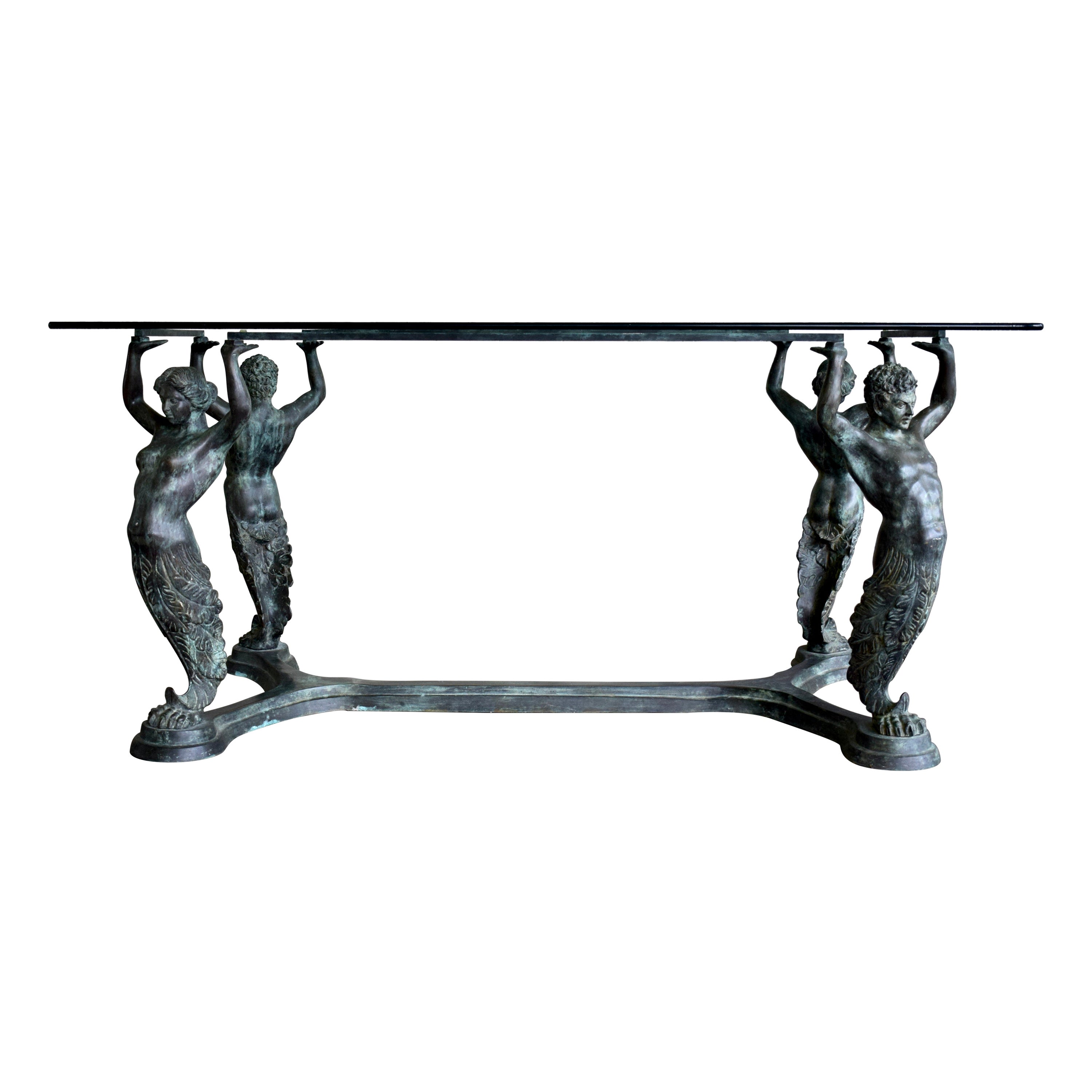 Italian Bronze Neoclassical Style Caryatid & Atlas Dining or Work Table For Sale