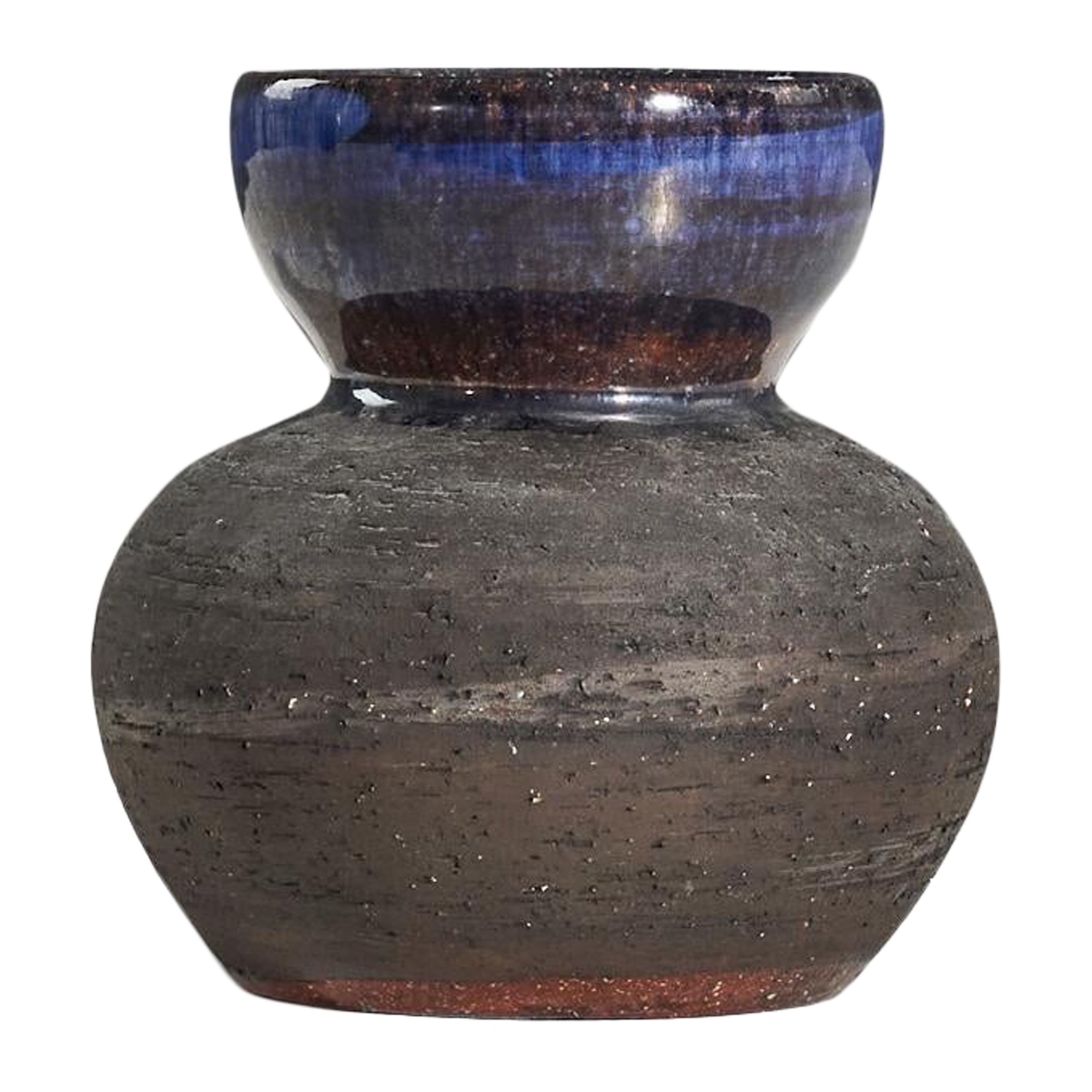 Gusztav and Ulla Kraitz, Vase, Dark Blue-Glazed Stoneware, Sweden, 1970s For Sale