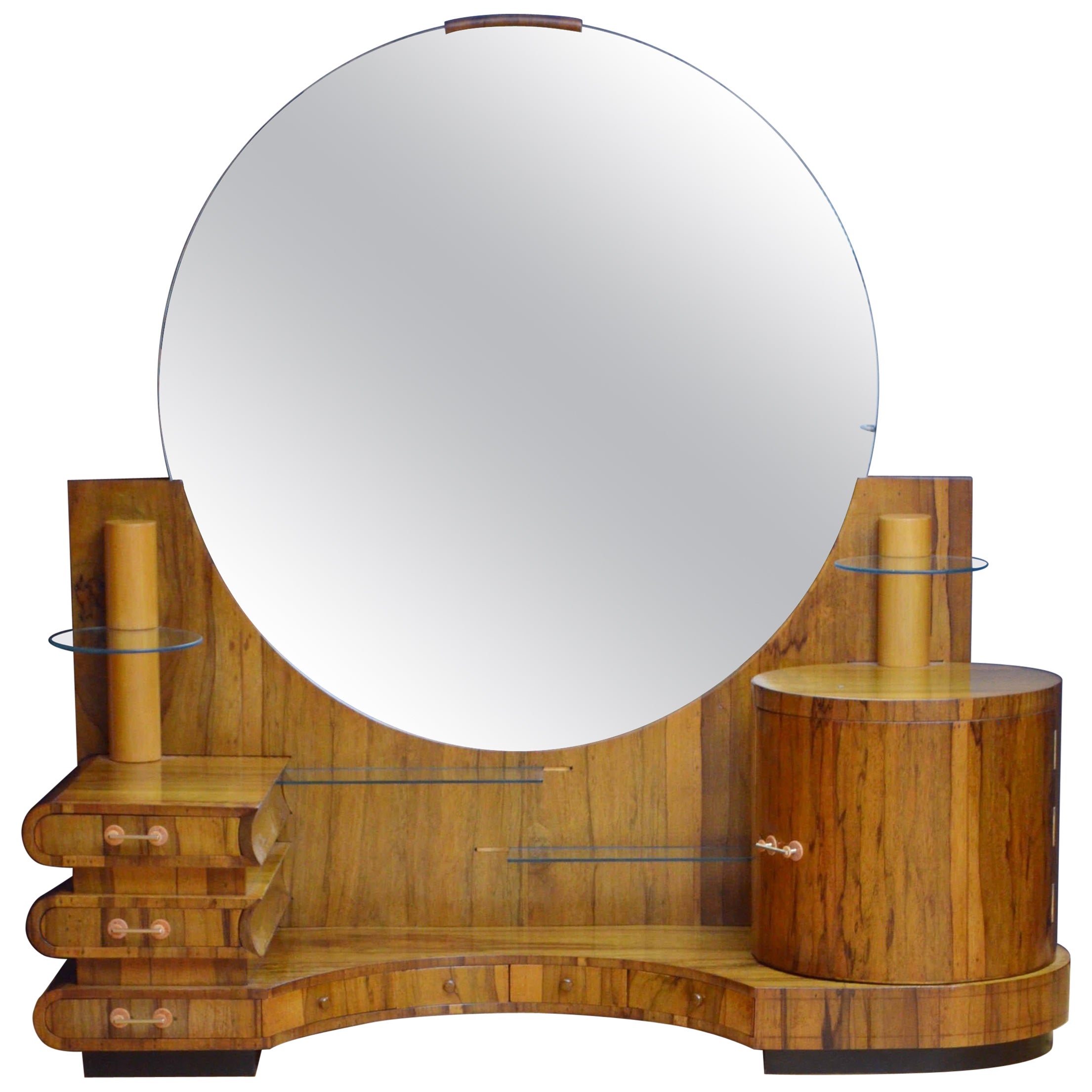 French Art Deco Amboyna Wood Dressing Table at 1stDibs