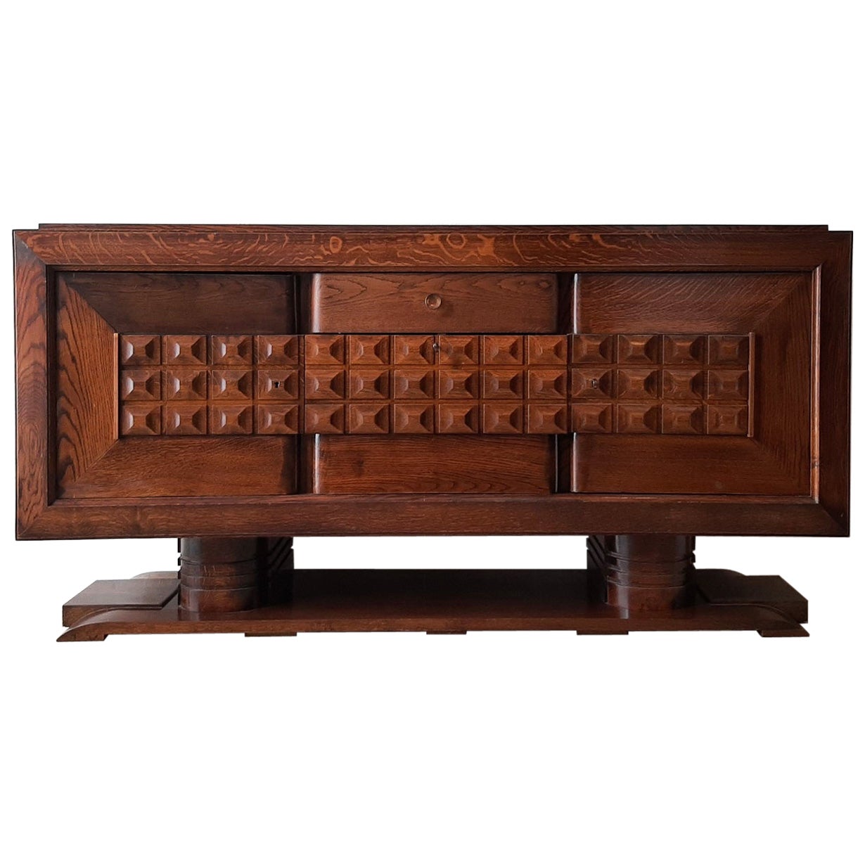Mid-Century Brown Oak Sideboard by Charles Dudouyt, 1940s