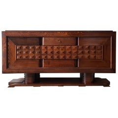 Mid-Century Brown Oak Sideboard by Charles Dudouyt, 1940s