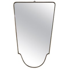 Italian Large Midcentury Wall Mirror with Brass Frame and Decoration, 1960s