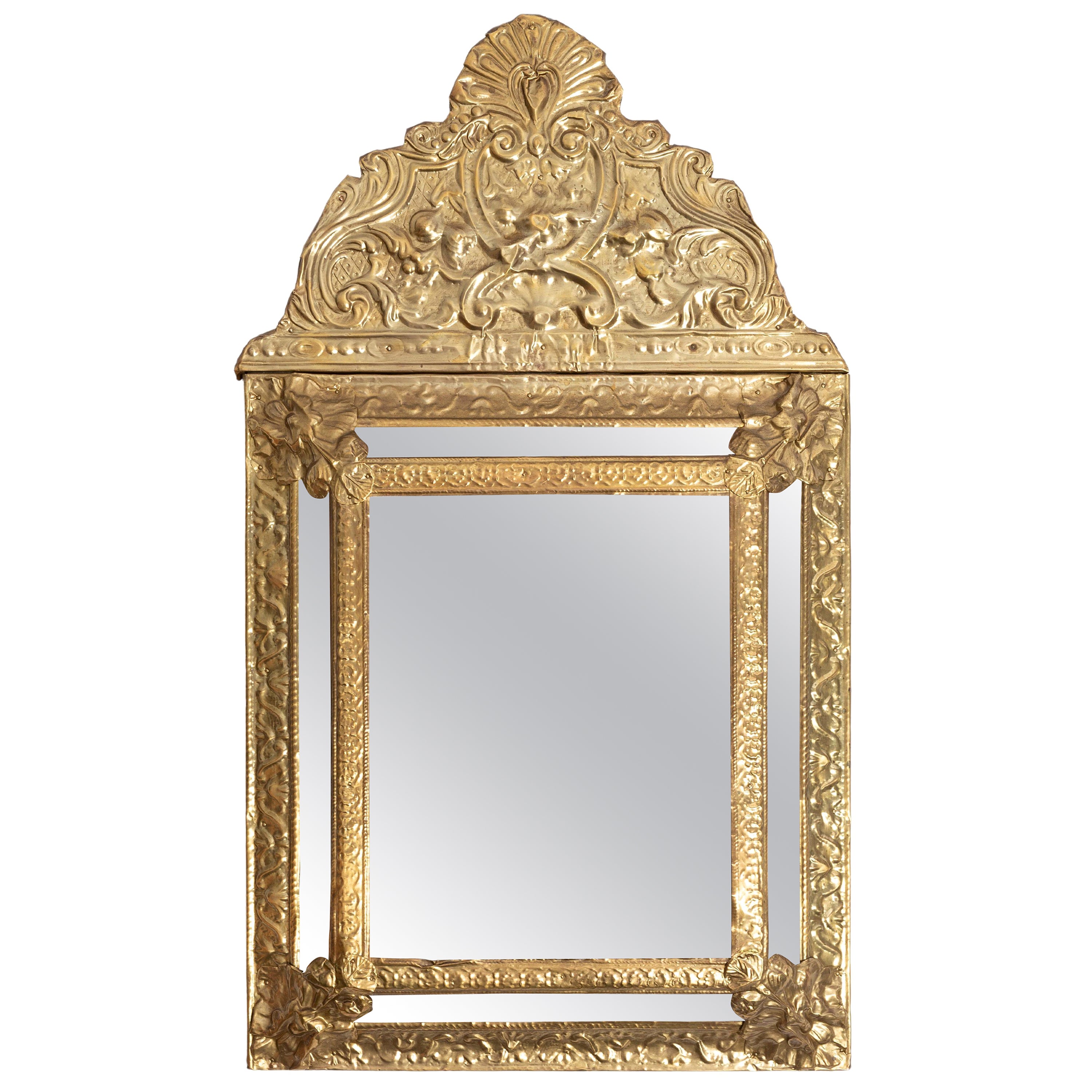 Vintage Medium Original Mirror in Decorative Metal Frame, Italy, 1960s