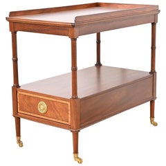 Baker Furniture Georgian Banded Mahogany Two-Tier Tea Table, Newly Refinished
