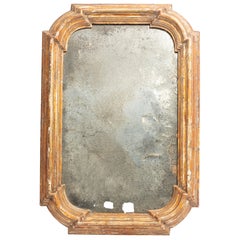 Big Decorative Gold Wood Original Glass Patina Mirror, Italy, 1960s