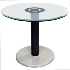 Vintage Italian Modern Coffee Table in Green Glass, Black Metal and Grey Stone, 1980s