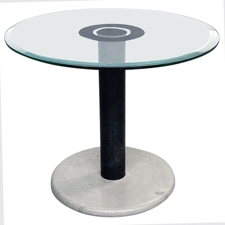 Italian Modern Coffee Table in Green Glass, Black Metal and Grey Stone