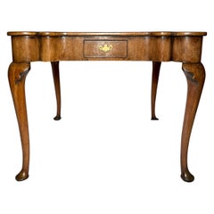Hand-Made English Mahogany Queen Anne Card Table with Leather Top