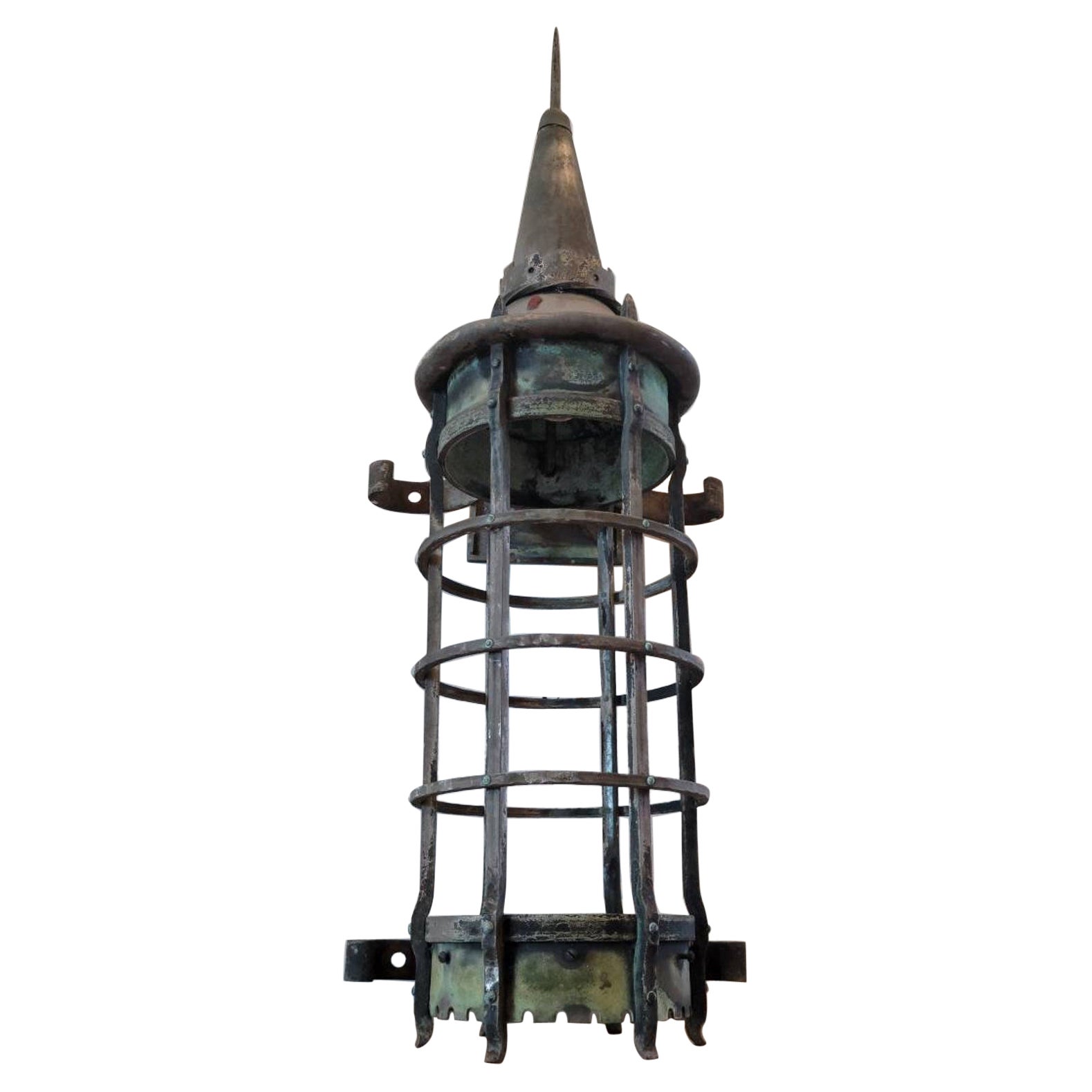 Monumental French Gothic Antique Lantern Outdoor Wall Light