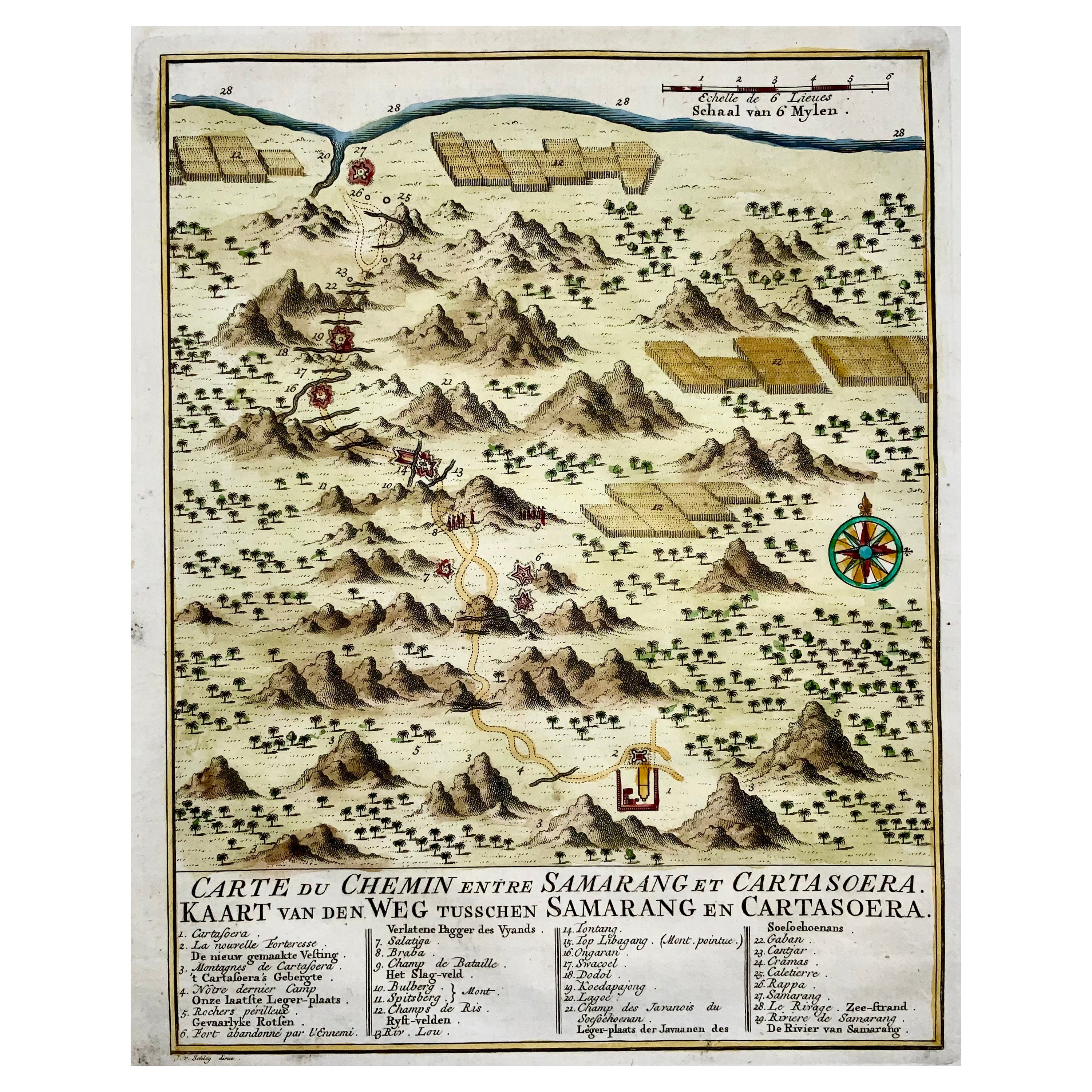 Mappa dell'Indonesia, Semarang, Kartasoera, Soerabaya di Schley in vendita
