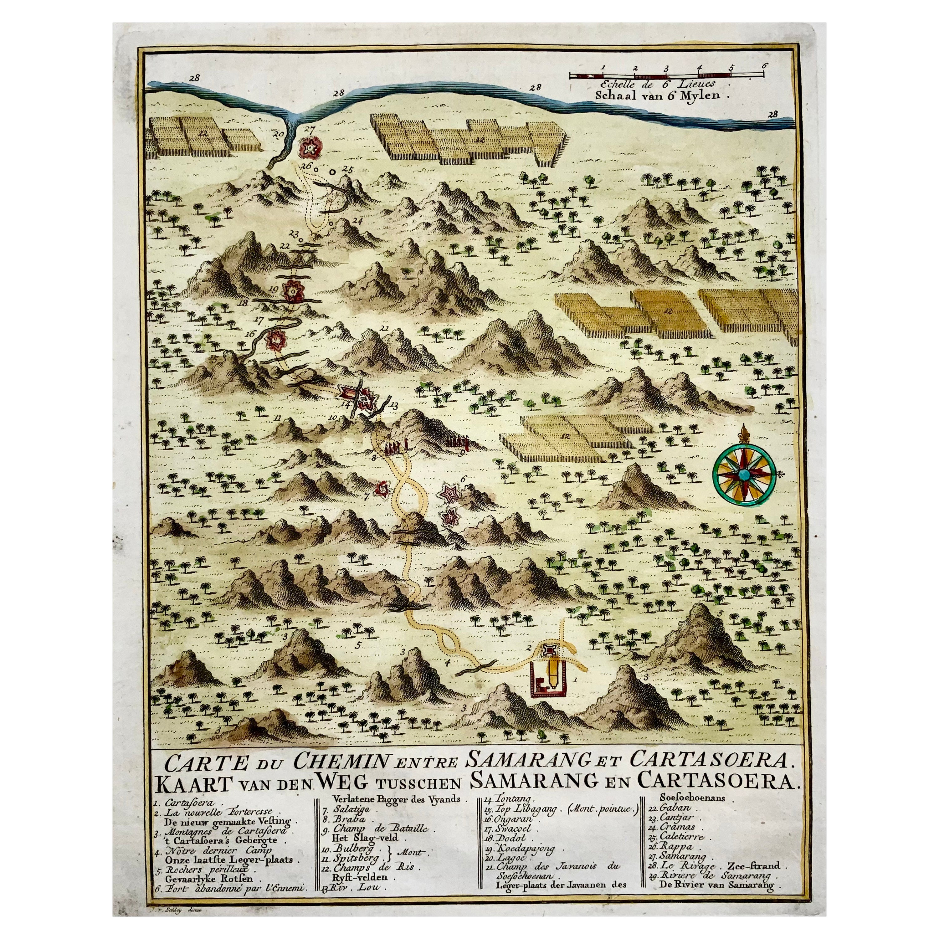 Map of Indonesia, Semarang, Kartasoera, Soerabaya by Schley For Sale