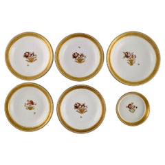Six Royal Copenhagen Golden Basket Porcelain Bowls with Flowers