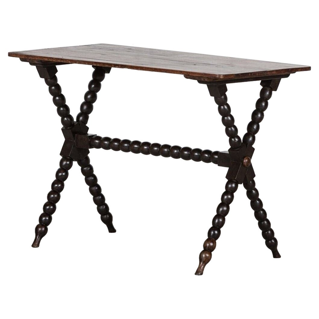19thC English Ebonised Bobbin Table / Desk