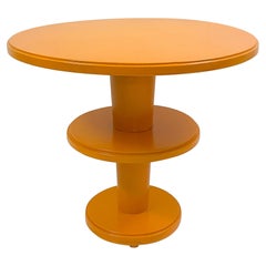 Orange Side Table, Lacquered Wood, Czech Constructivism