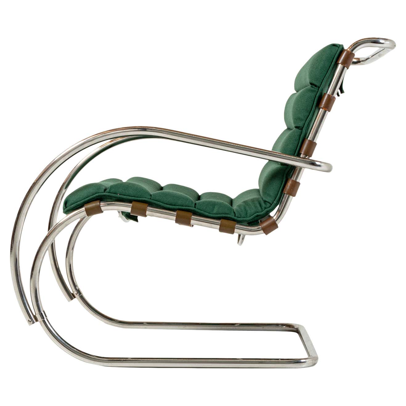 undefined | Ludwig Mies van der Rohe for Knoll Mr Lounge Chair with Arms in Green Wool