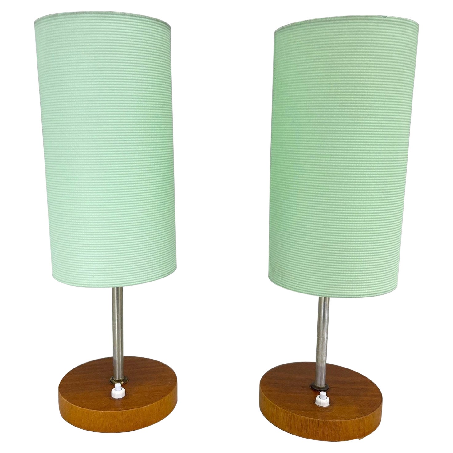 MidCentury German Pair of Table Lamps Terracotta with Shades in Velvet