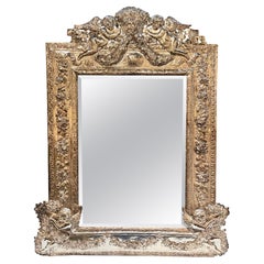 Miroir de style néo-classique anglais en argent sterling du 19ème siècle