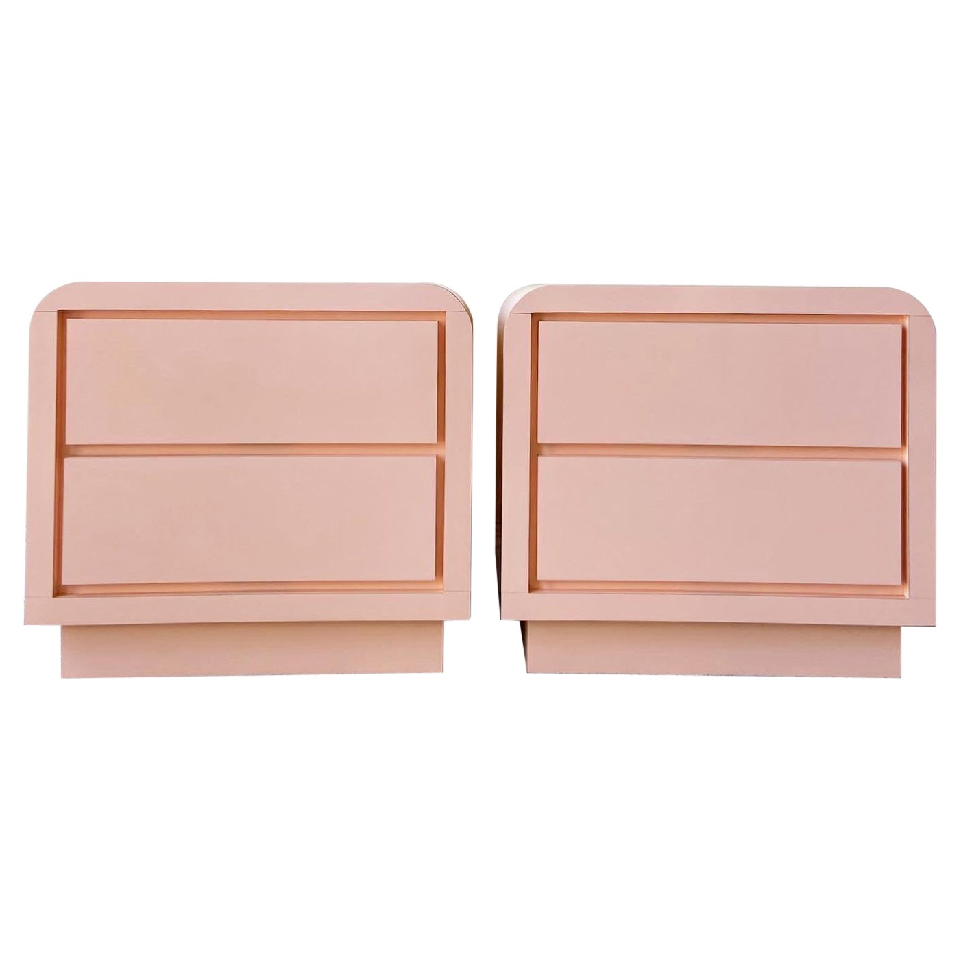 Postmodern Pink Lacquer Laminate Waterfall Nightstand For Sale at 1stDibs