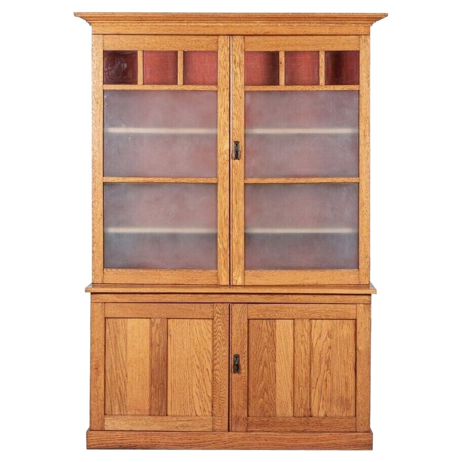 Large English Oak Glazed Dresser For Sale