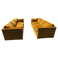 Antique Scrumptious Pair Harvey Probber Butterscotch Even Arm Sofas Mid-Century Modern