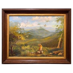 Modern Original Oil on Canvas Painting "Fox on Skyline Drive" by Misia Broadhead