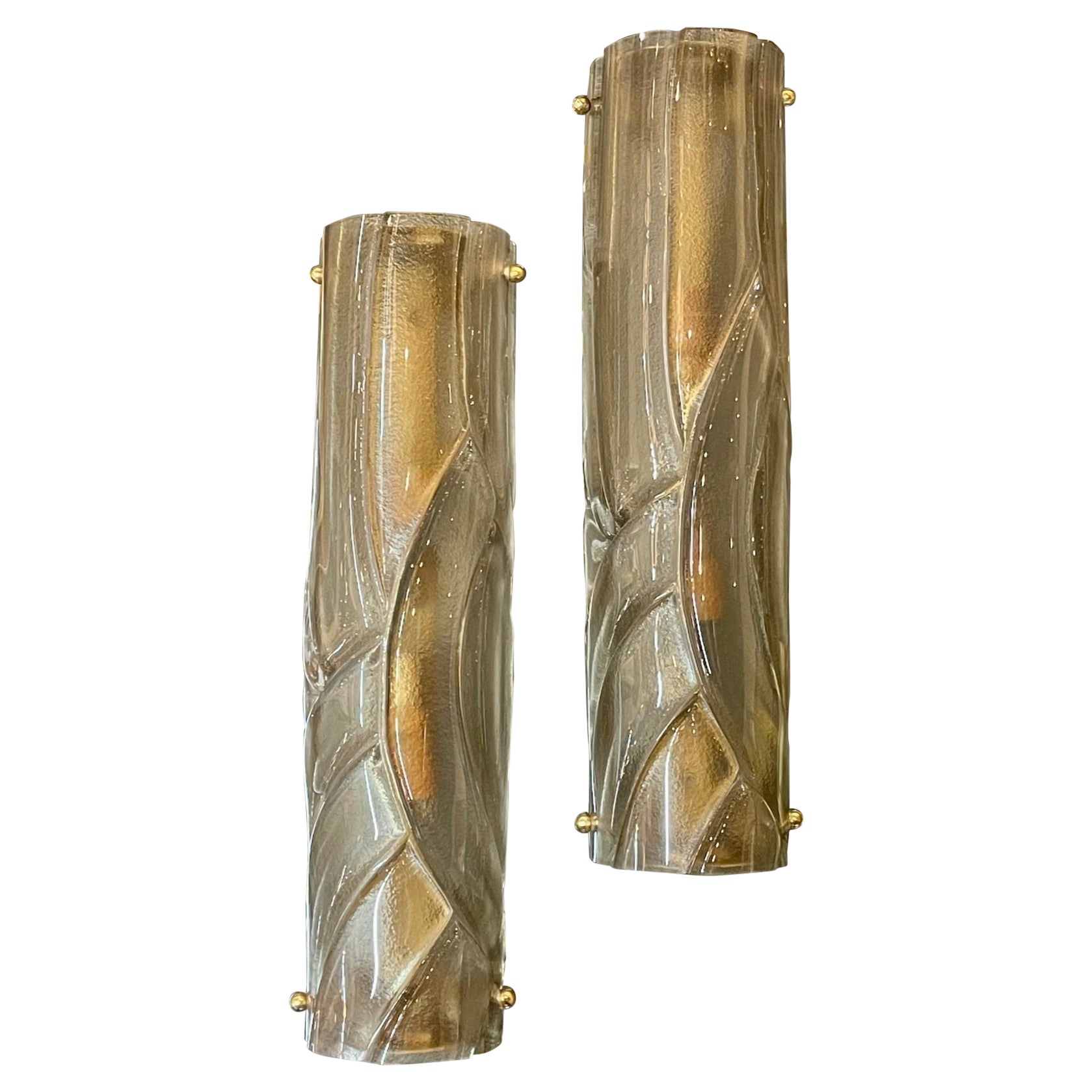 Pair of Modern Murano Glass Tube Form Sconces