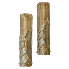 Paire d'appliques modernes en verre de Murano en forme de tube