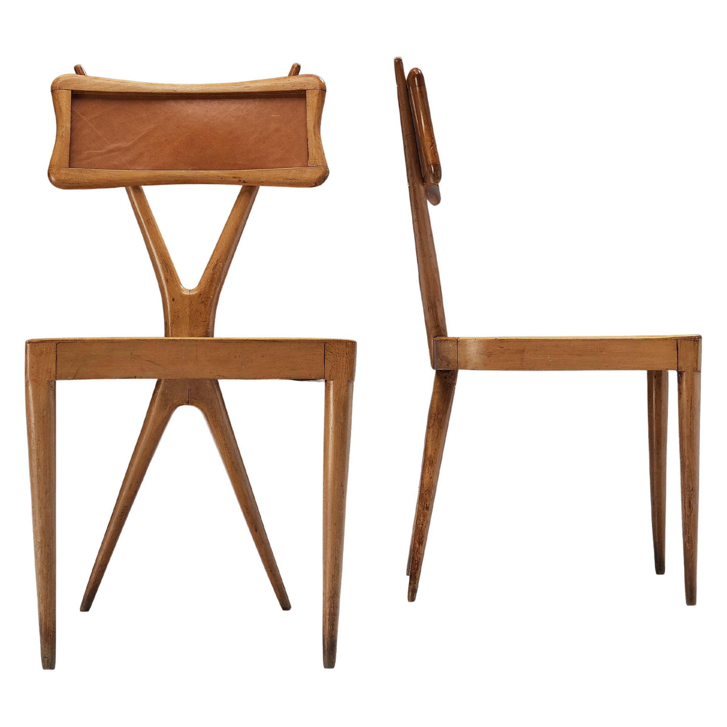 Gianni Vigorelli Pair of Italian Dining Chairs with Crossed Backrests For Sale