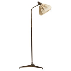 Giuseppe Ostuni, Floor Lamp, Brass, Fabric, Italy, 1950s
