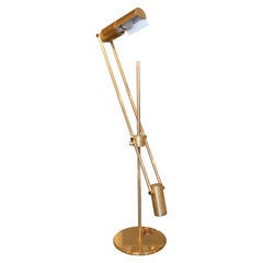 Italian Gold Plated Vintage Modernist Brass 1980s Adjustable Table Lamp by Relco