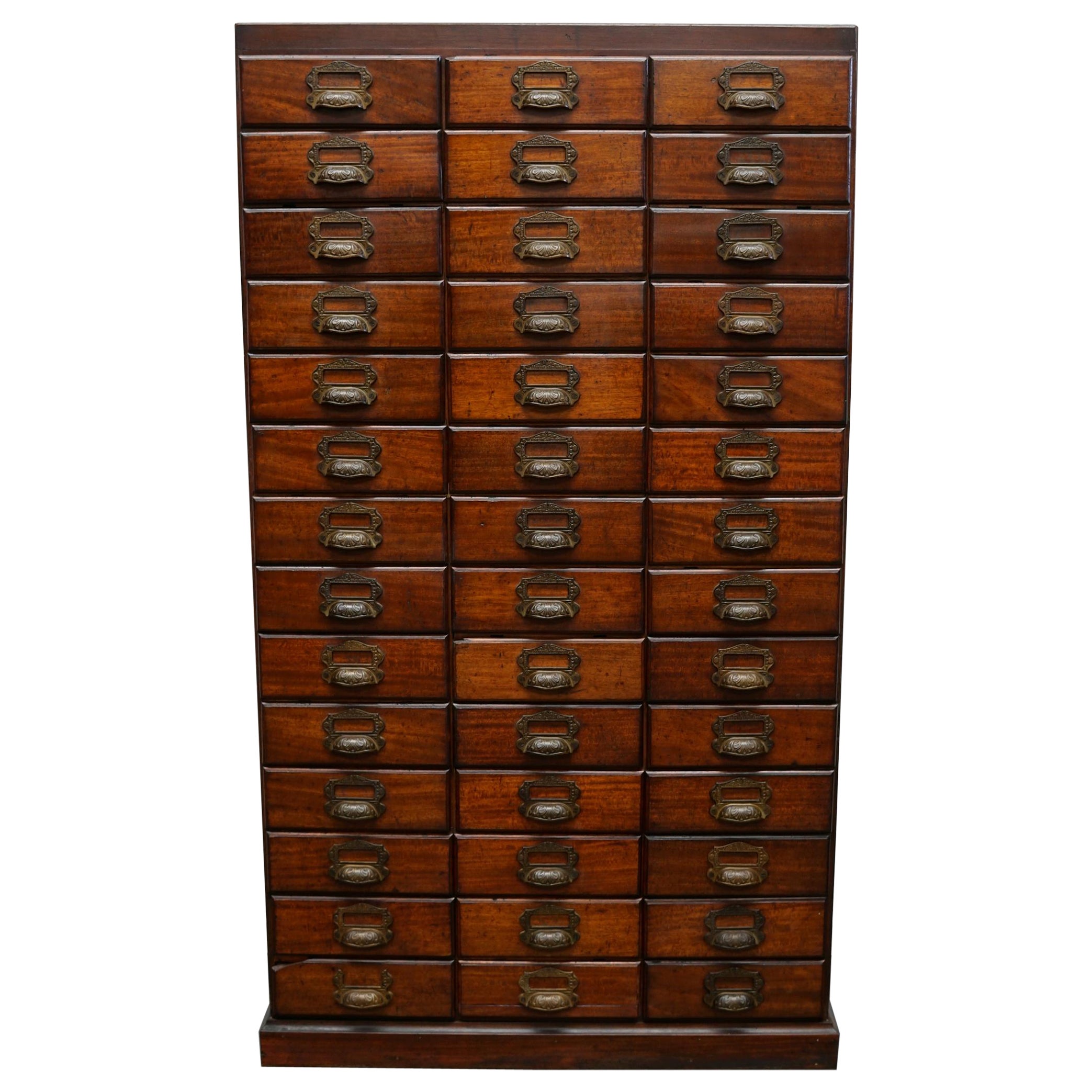 Antique French Mahogany Filing / Apothecary Cabinet by Chouanard, Ca 1900 For Sale