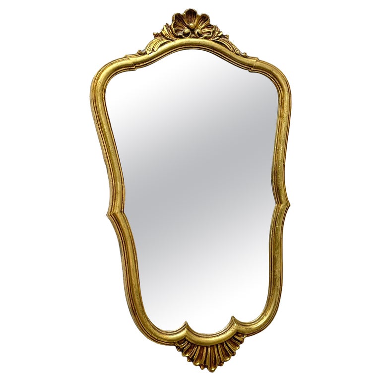 Beautiful Stunning Gilded Tole Toleware Mirror Vintage, Italy, 1950s For Sale at 1stDibs
