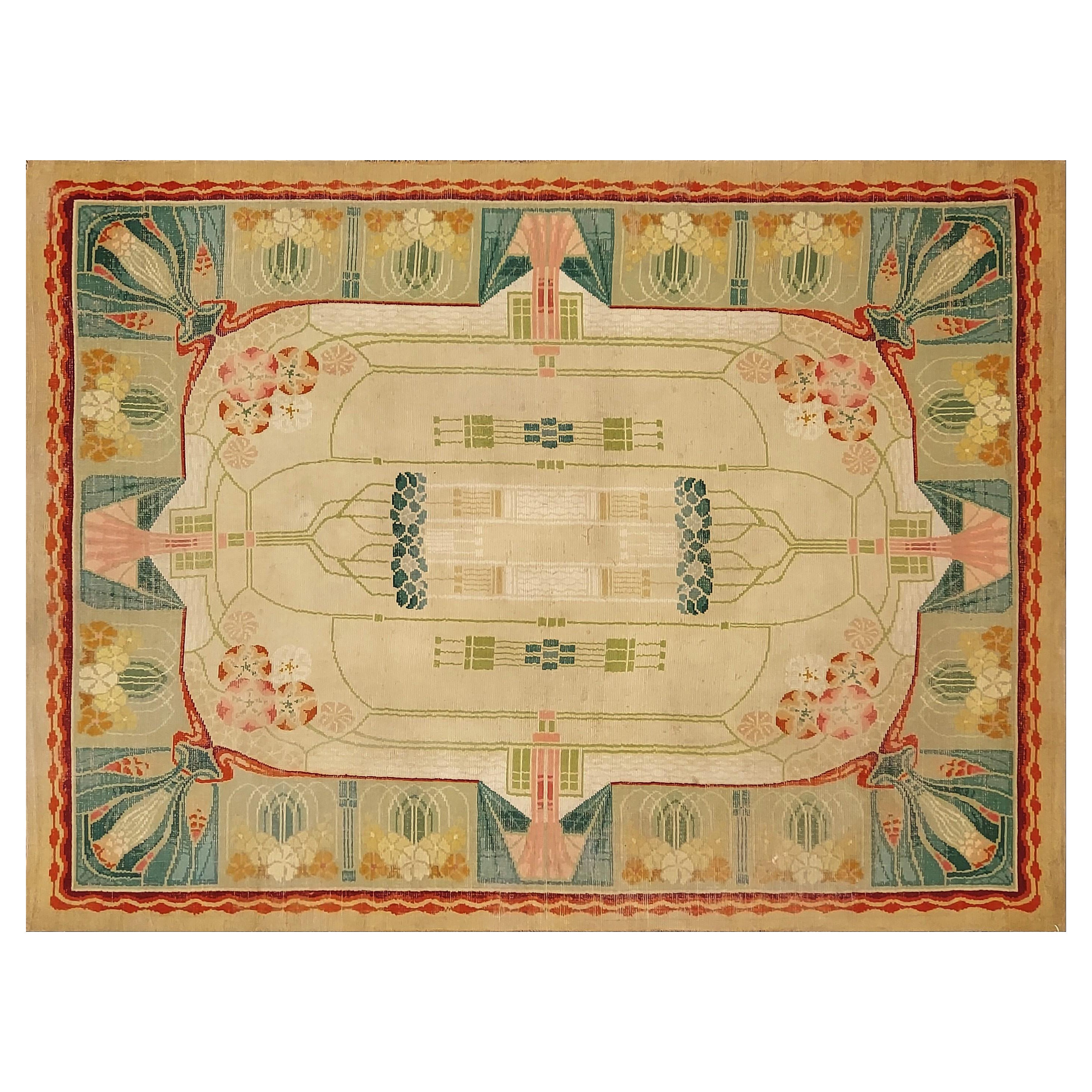 European Art Nouveau Rug, Attributed to Designer Gustave Serrurier-Bovy  For Sale