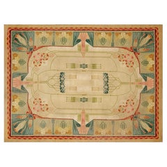 European Art Nouveau Rug, Attributed to Designer Gustave Serrurier-Bovy