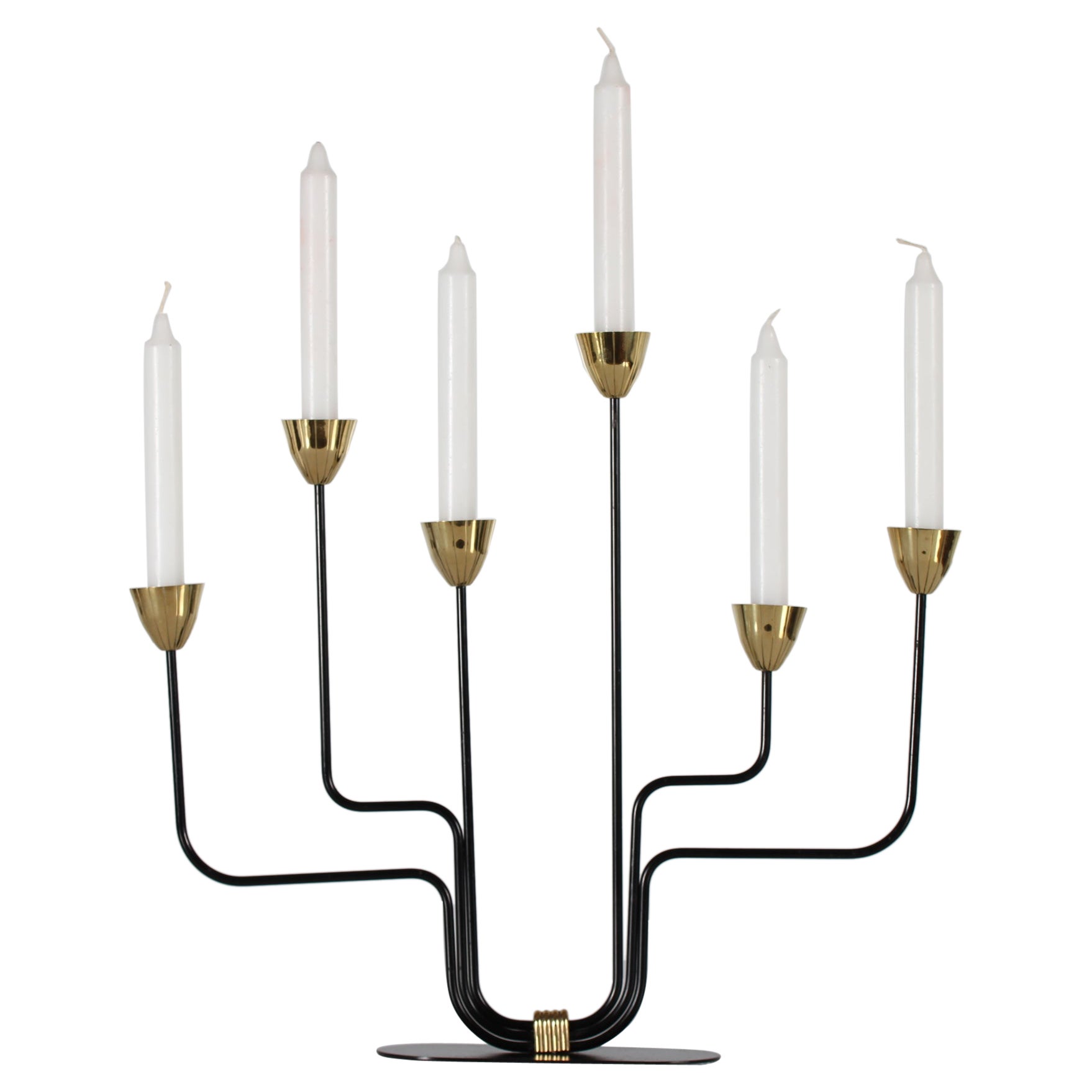 Large Gunnar Ander Sculptural Candelabra with 6 Arm by Ystad Metall Sweden 1960s For Sale