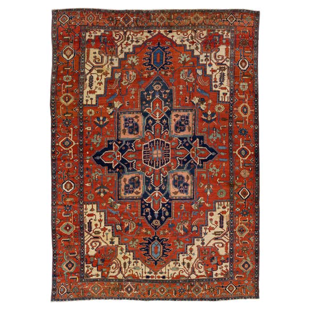 Vinatge Rust/Teal Persian Rug For Sale at 1stDibs | rust and teal rug ...
