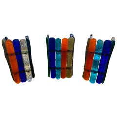 Set of 3 Vintage Stained Glass Sconces by Felipe Delfinger (Derflingher)
