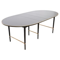 Paul McCobb Connoisseur Collection Black Lacquer and Brass Dining Table, 1950s