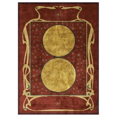 Astronomia Contemporary Handknotted Wool Rug Rankin Rugs, 'Red'