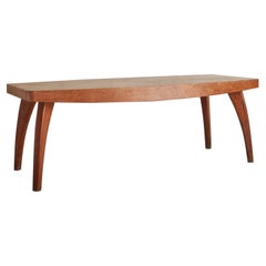 Vintage Cerused Oak Wood Dining Table in the Style of Jules Leleu, France 20th Century