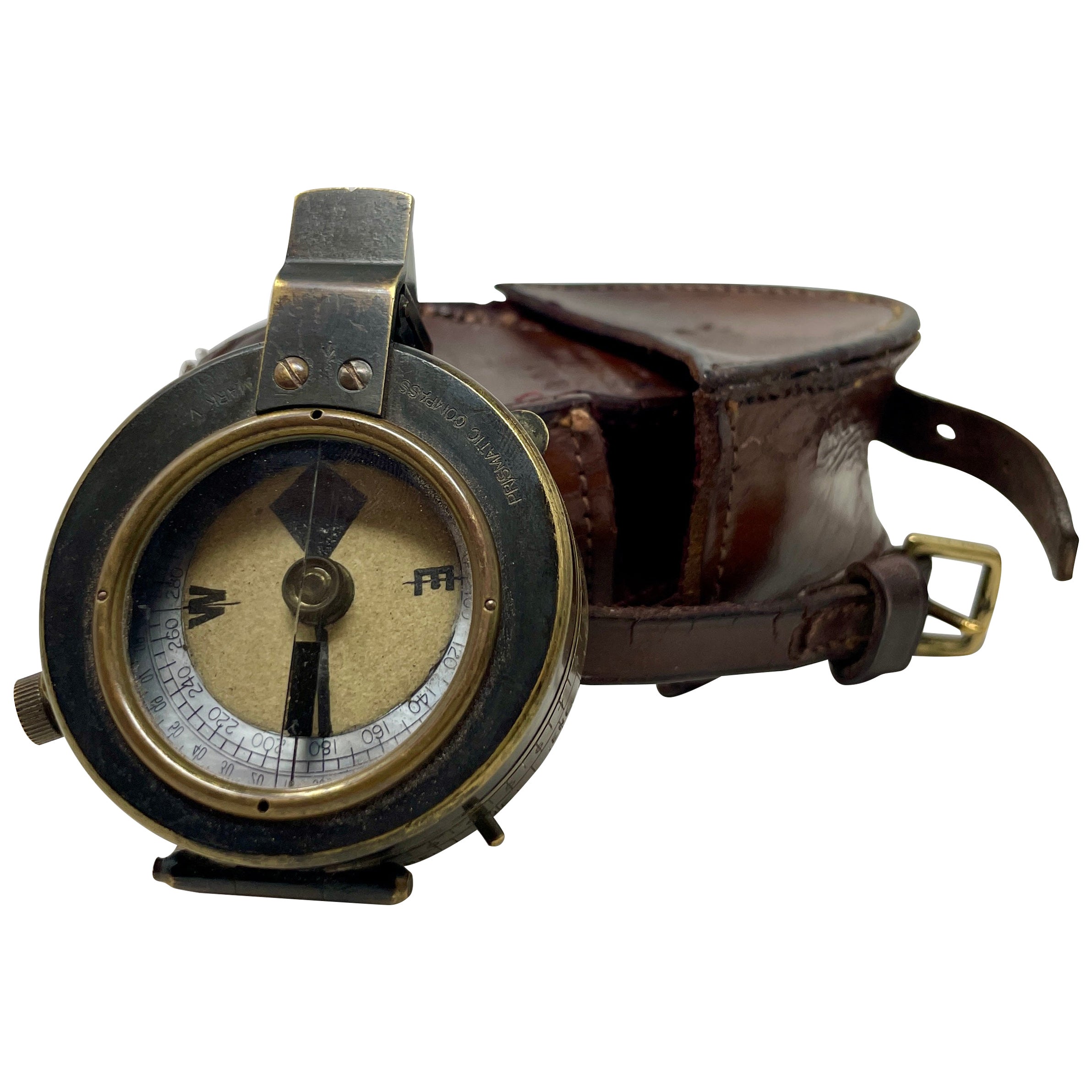 Antique English Military Short & Mason LTD Prismatic Compass in Case c. 1920-30