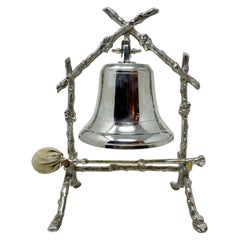 Antique English Sheffield Silver-Plated Dinner Bell with Striker Circa 1880-1890